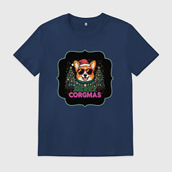 Мужская футболка Новогодний пес корги