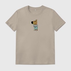 Футболка хлопковая мужская Просто чилловый парень мем, цвет: миндальный