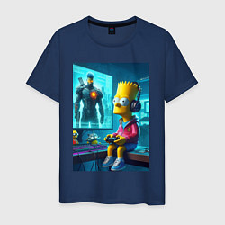 Мужская футболка Bart Simpson is an avid gamer