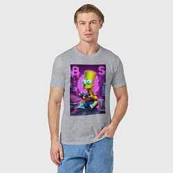 Футболка хлопковая мужская Bart Simpson - cool gamer, цвет: меланж — фото 2