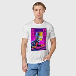 Футболка хлопковая мужская Bart Simpson - cyber gamer, цвет: белый — фото 2