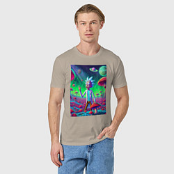 Футболка хлопковая мужская Рик потерял Морти на грибной планете, цвет: миндальный — фото 2