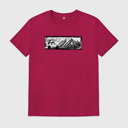 Мужская футболка Внедорожник, велосипед и горы - оффроад