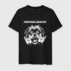 Футболка хлопковая мужская Nickelback rock dog, цвет: черный