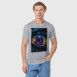 Футболка хлопковая мужская Глаз фиолетовый, цвет: меланж — фото 2