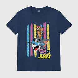 Мужская футболка Том и Джерри - полосы