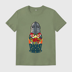 Мужская футболка Матрёшка в шлеме рыцарском