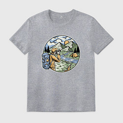 Футболка хлопковая мужская Фото пейзаж, цвет: меланж