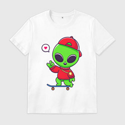 Мужская футболка Пришелец скейтбордист