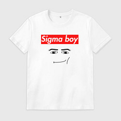 Мужская футболка Sigma boy roblox face - gaming meme collab