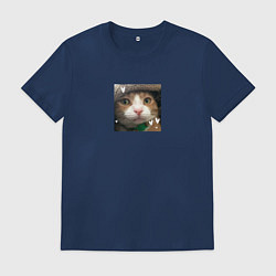 Мужская футболка Рыжий кот с сердечками для пары