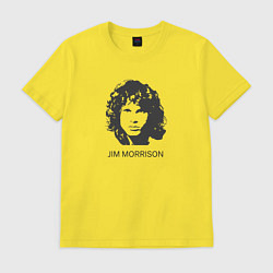 Футболка хлопковая мужская Jim Morrison rock legend, цвет: желтый