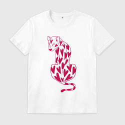 Футболка хлопковая мужская Гепард в сердцах, цвет: белый