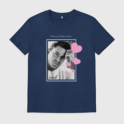 Футболка хлопковая мужская Ченнинг Тейтум краш с сердечками, цвет: тёмно-синий