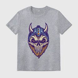 Футболка хлопковая мужская Skull viking, цвет: меланж