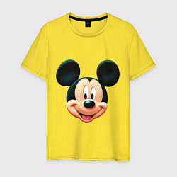 Футболка хлопковая мужская Mickey mouse head, цвет: желтый