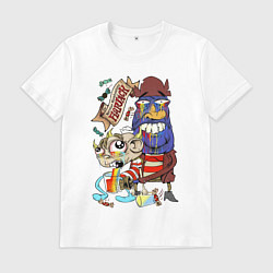 Футболка хлопковая мужская Flapjack - rainbow, цвет: белый