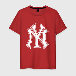 Футболка хлопковая мужская New York yankees - baseball logo, цвет: красный