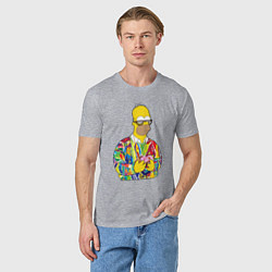 Футболка хлопковая мужская Красочный Гомер, цвет: меланж — фото 2