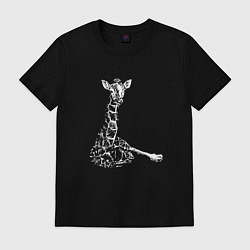 Футболка хлопковая мужская Giraffe, цвет: черный