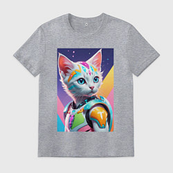 Мужская футболка Котик в стиле киберпанк