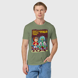 Футболка хлопковая мужская Mortys boxing team - ai art fantasy, цвет: авокадо — фото 2