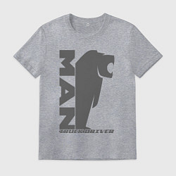 Футболка хлопковая мужская MAN дальнобойщик серый логотип, цвет: меланж