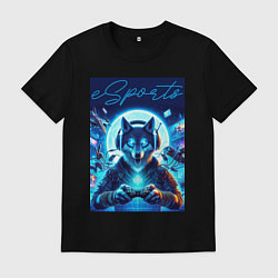 Футболка хлопковая мужская Волчара - крутой геймер, цвет: черный