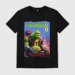 Мужская футболка Кибер Шрек в татухах - прикол