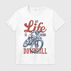 Футболка хлопковая мужская My life is going downhill, цвет: белый