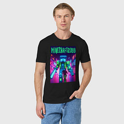 Футболка хлопковая мужская Minecraft 2099 - neon glow fantasy, цвет: черный — фото 2