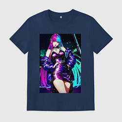 Футболка хлопковая мужская Девушка поп идол, цвет: тёмно-синий