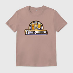 Футболка хлопковая мужская Пивной дом, цвет: пыльно-розовый