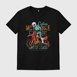 Футболка хлопковая мужская Кроссовый мотоцикл, цвет: черный