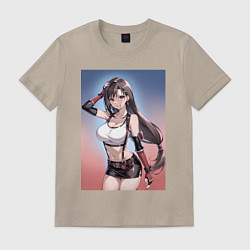 Футболка хлопковая мужская Тифа Локхарт из Final Fantasy VII, цвет: миндальный