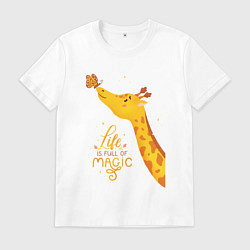 Мужская футболка Пятнистые друзья - жираф и бабочка