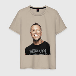 Футболка хлопковая мужская James Alan Hetfield - Metallica leader, цвет: миндальный