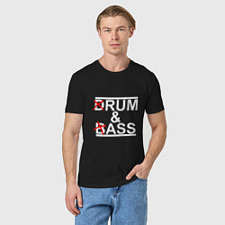 Футболка хлопковая мужская Drum and bass black, цвет: черный — фото 2
