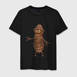 Футболка хлопковая мужская Сartoon worm character brown, цвет: черный