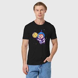 Футболка хлопковая мужская Белочка в космосе, цвет: черный — фото 2