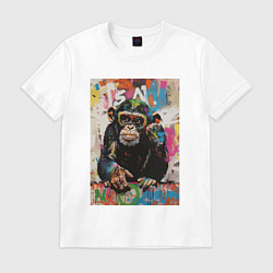 Футболка хлопковая мужская Monkey color, цвет: белый