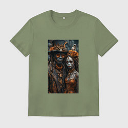 Футболка хлопковая мужская Voodoo people, цвет: авокадо