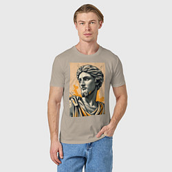 Футболка хлопковая мужская Арт с античным портретом, цвет: миндальный — фото 2