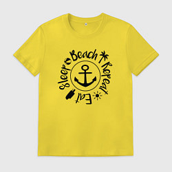 Футболка хлопковая мужская Есть спать пляж повтор, цвет: желтый