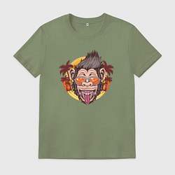 Футболка хлопковая мужская Summer monkey, цвет: авокадо