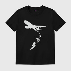 Футболка хлопковая мужская Plane surfer, цвет: черный