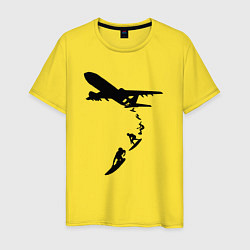 Футболка хлопковая мужская Surfer plane, цвет: желтый