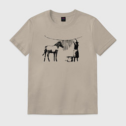 Футболка хлопковая мужская Banksy zebra, цвет: миндальный