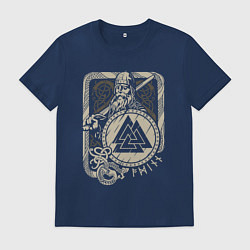 Футболка хлопковая мужская Воин с щитом и мечом, цвет: тёмно-синий