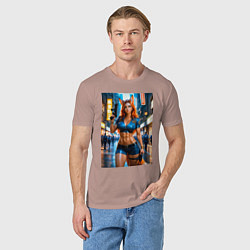 Футболка хлопковая мужская Рыжая лиса-полицейский, цвет: пыльно-розовый — фото 2